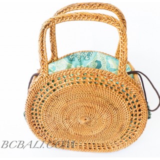 Rattan Handbag Moon Shape Filigree desaign handwoven